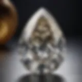 Close-up view of a pear-shaped diamond showcasing its brilliant cut