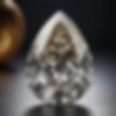 Close-up view of a pear-shaped diamond showcasing its brilliant cut