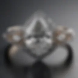 Stunning pear-shaped diamond engagement ring featuring intricate band design