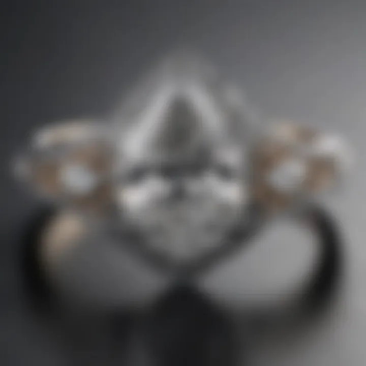 Stunning pear-shaped diamond engagement ring featuring intricate band design