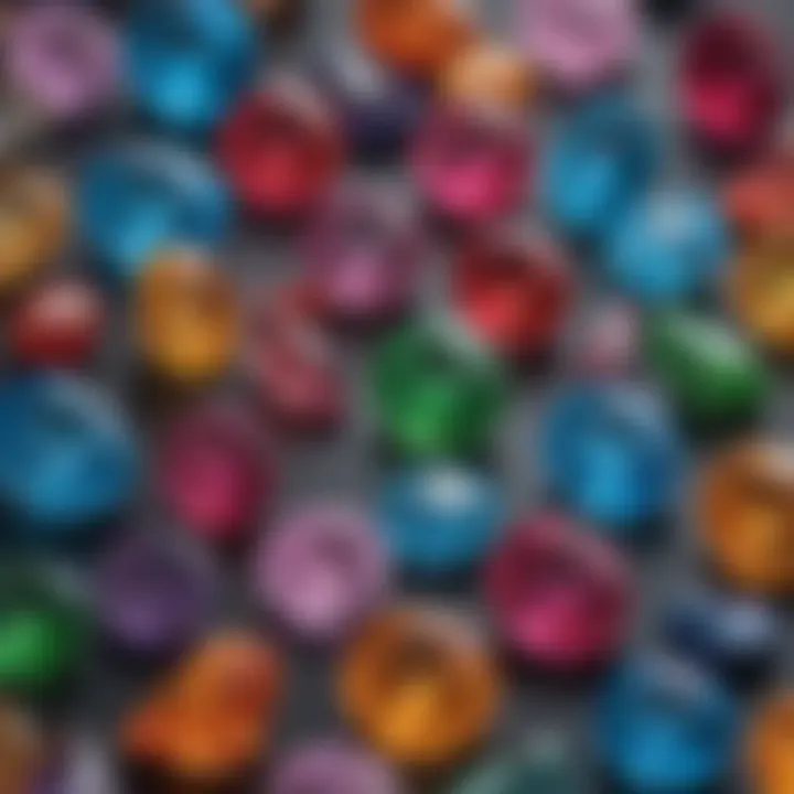 Close-up of a variety of lab created gemstones showcasing their vibrant colors and clarity