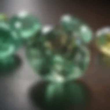 A chart displaying the market value trends of popular light green gemstones.