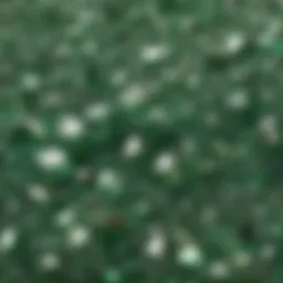 A close-up view of a variety of light green gemstones showcasing their unique textures.