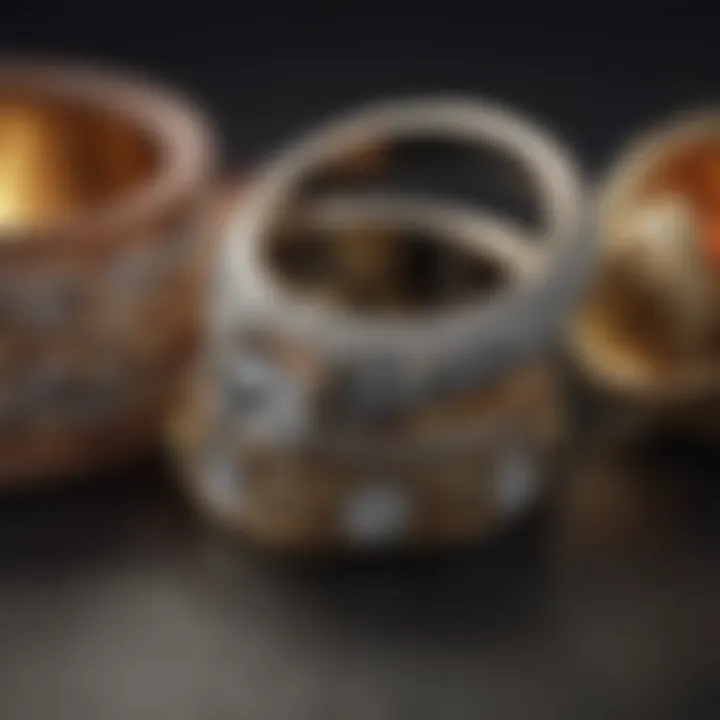 Diverse styles of wedding rings on a soft velvet background