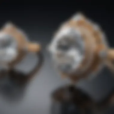 Artistic depiction of moissanite jewelry pieces in a luxury setting