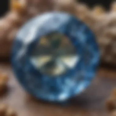 Close-up view of a Montana sapphire highlighting its unique inclusions.