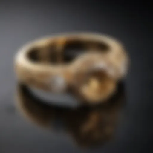 Glistening gold diamond ring on a velvet surface