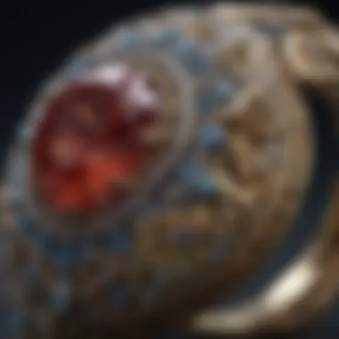 Close-up of an intricately designed piece of jewelry highlighting its craftsmanship