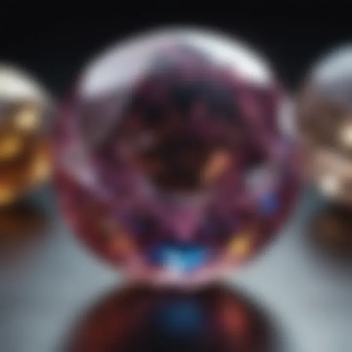 A close-up of polished gemstones reflecting light beautifully