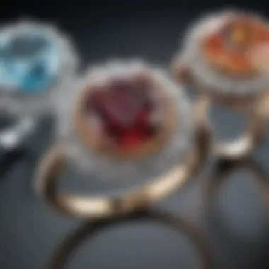 An elegant display of gemstones emphasizing their significance in ring selection