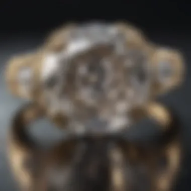 Close-up of a diamond ring reflecting light