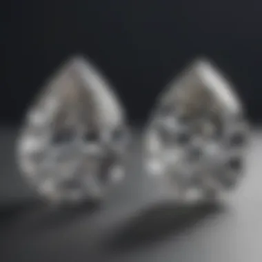 A side-by-side comparison of pear and oval diamonds.