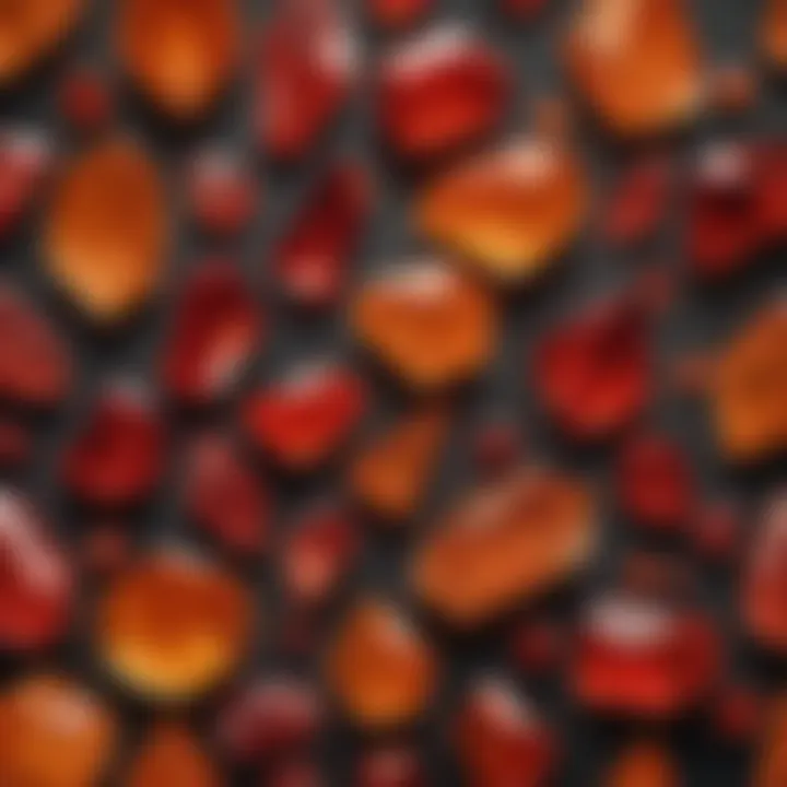 A collection of various red orange crystals displayed together, emphasizing their diversity and appeal to collectors.