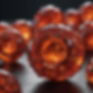 Red Orange Crystals in Contemporary Jewelry An elegant piece of jewelry featuring red orange crystals, illustrating their application in modern design.