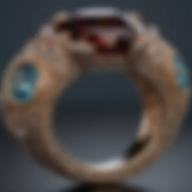 Intricate Details of a Resized Gemstone Ring A close-up view of a beautifully resized gemstone ring showcasing intricate details.
