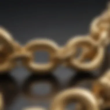 Close-up of a gold chain highlighting intricate links and potential weak points