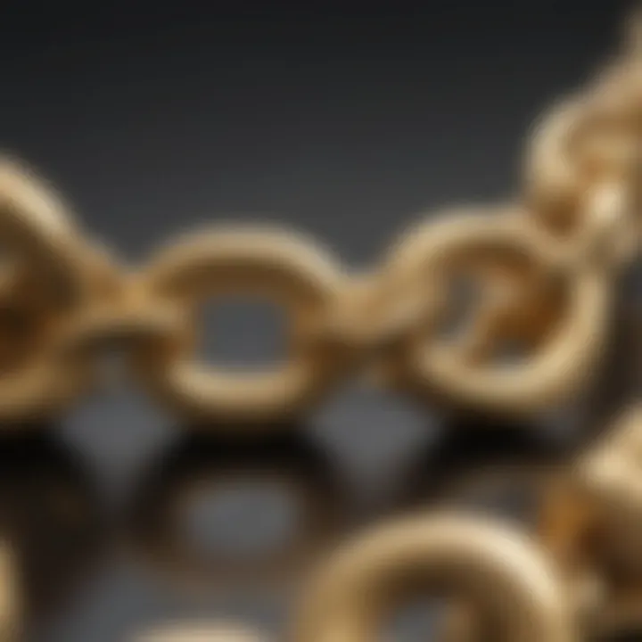 Close-up of a gold chain highlighting intricate links and potential weak points