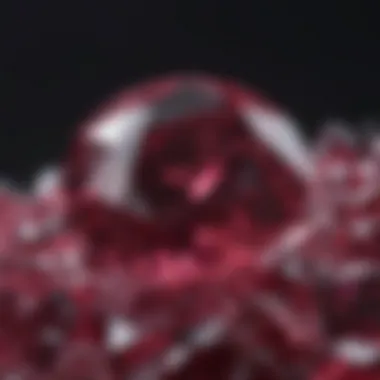 Close-up of rhodolite gem with distinct inclusions and clarity