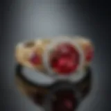 Elegant ruby wedding anniversary ring showcasing a brilliant red gemstone set in gold