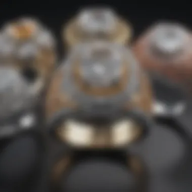 An elegant display of various diamond rings showcasing different styles and settings