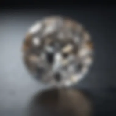 A close-up view of a simulated diamond showcasing its clarity and brilliance