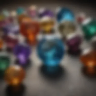 A collection of various gemstones displayed on a velvet cloth