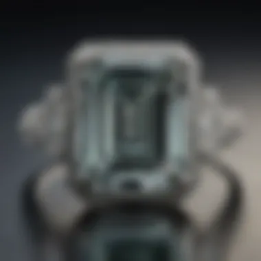 Stunning emerald cut diamond ring on display