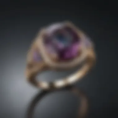 Elegant one carat alexandrite ring showcasing its unique color transition