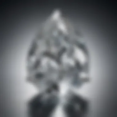 Close-up of a sparkling diamond in a Tiffany pear shape