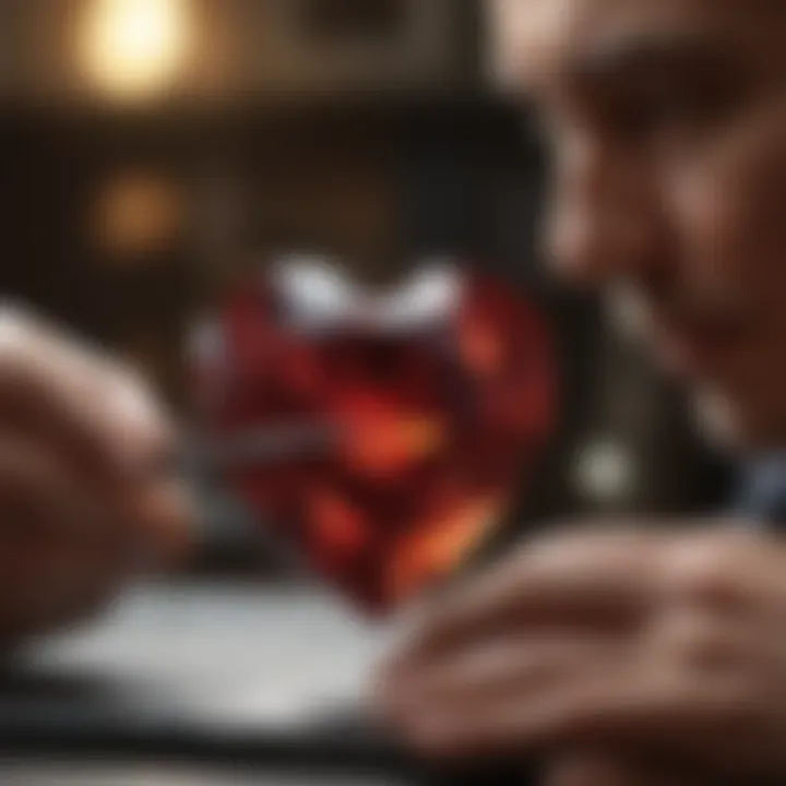 An artisan skillfully cutting a heart-shaped gemstone