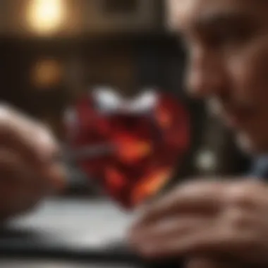 Artisan Cutting a Heart-Shaped Gemstone An artisan skillfully cutting a heart-shaped gemstone
