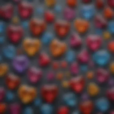 Diverse Collection of Heart-Shaped Gemstones A collection of various heart-shaped gemstones showcasing color diversity
