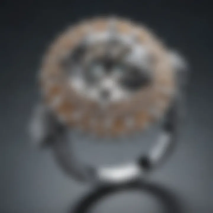 Close-up of a halo engagement ring highlighting its unique sparkle