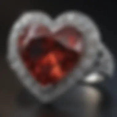 Gemstone Brilliance in Heart-Shaped Design Close-up of heart-shaped ring showcasing gemstone brilliance