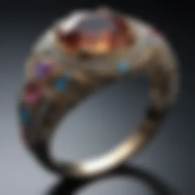 Close-up view of a crystal ring highlighting intricate details and craftsmanship