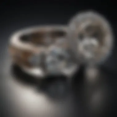 Comparative display of a crystal ring alongside a traditional diamond ring