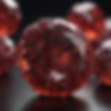 An intricate garnet crystal showcasing its deep red hue and facets