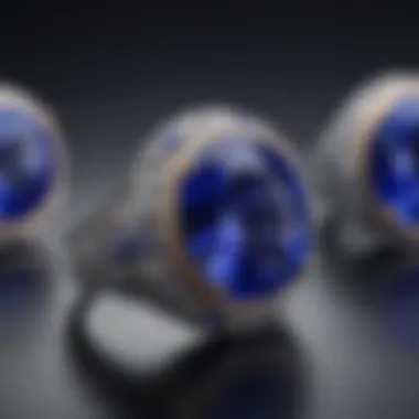 A close-up view showcasing the vibrant hues of man-made tanzanite against a contrasting background.