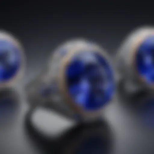 A close-up view showcasing the vibrant hues of man-made tanzanite against a contrasting background.