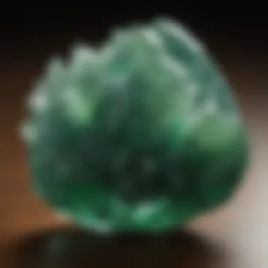 Macro shot of jade showcasing its unique physical properties and variations in color.