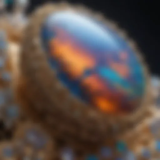 Close-up view of a vibrant opal showcasing its unique play of color