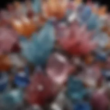 Artistic Representation of Crystals An artistic display of crystals arranged in a harmonious pattern, symbolizing their metaphysical properties