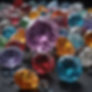 Diversity of Gemstones A vibrant close-up of various gemstones showcasing their unique colors and textures