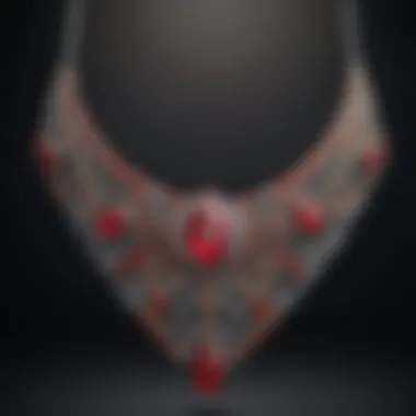 Art Deco Necklace with Geometric Designs Art Deco period necklace showcasing geometric designs and vibrant colored gemstones.