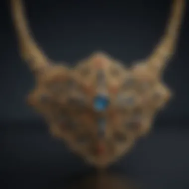 Victorian Period Necklace with Gold Filigree An exquisite example of a Victorian period necklace featuring intricate gold filigree and gemstones.
