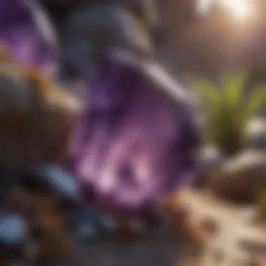 Natural Habitat of Amethyst Geological formation of amethyst in its natural habitat.