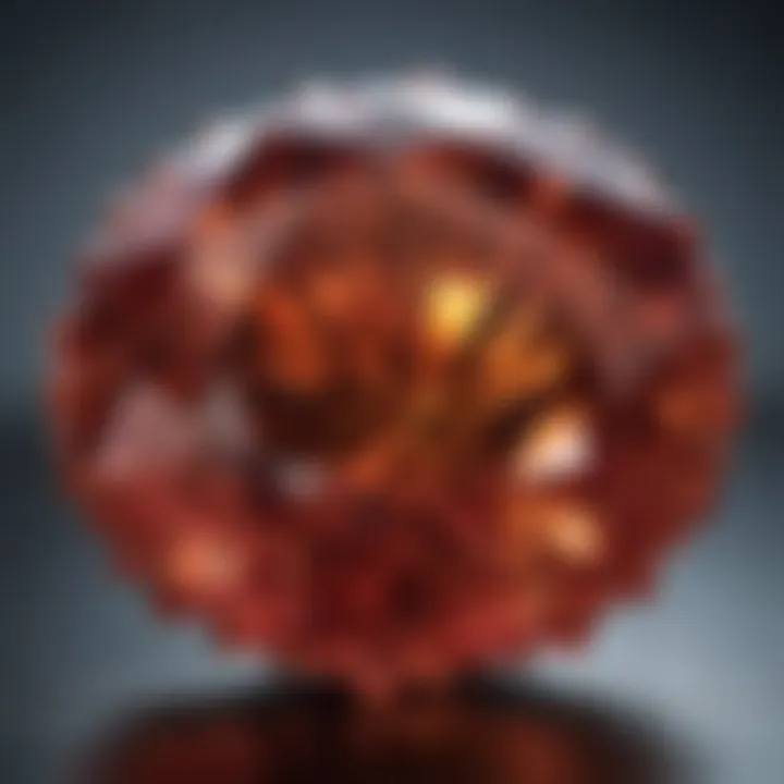 A close-up of the November birthstone revealing its unique characteristics