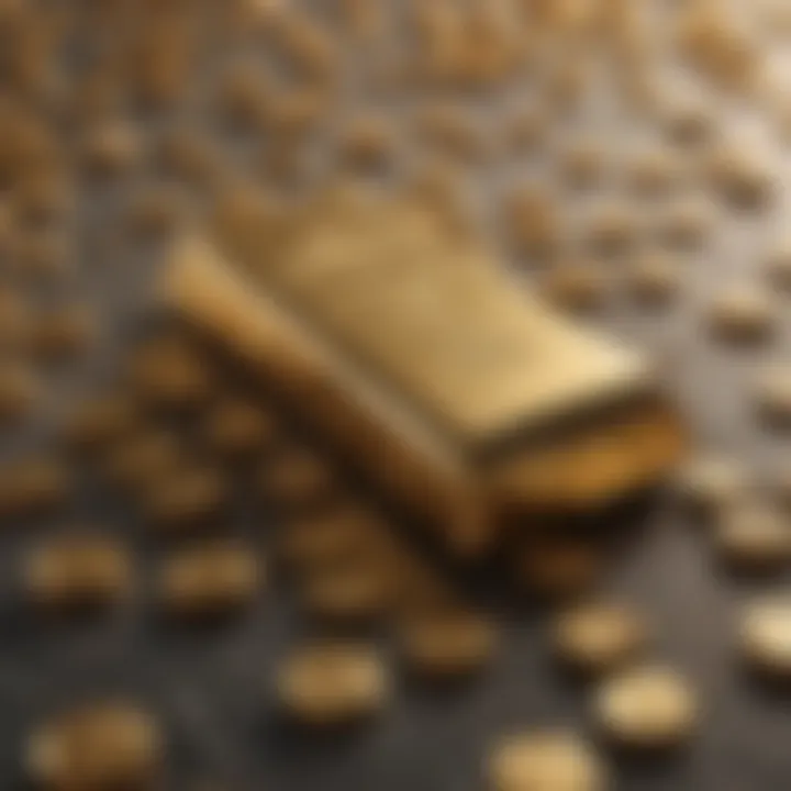 A luxurious gold bar resting on a bed of cash