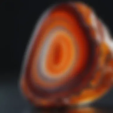 Close-up of high-quality agate on display