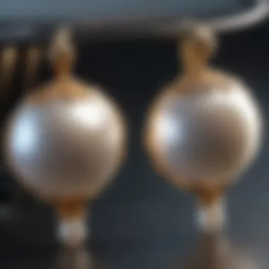 Close-up of pearl earrings showcasing their lustrous finish